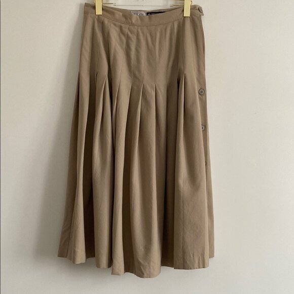 Mr. Jax Vintage Wool Pleated Skirt Beige - Picture 2 of 10